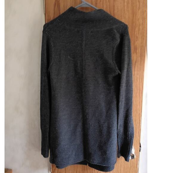 Tahari Charcoal Gray Merino Wool Blend Draped Funnel Neck Sweater S Minimalist - Picture 10 of 11